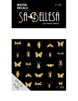 Water Decal con insetti dorati per decorazioni nail art