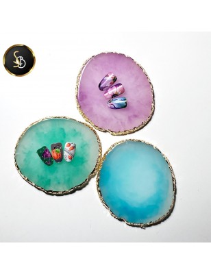 Espositore verde e oro per tip nail art