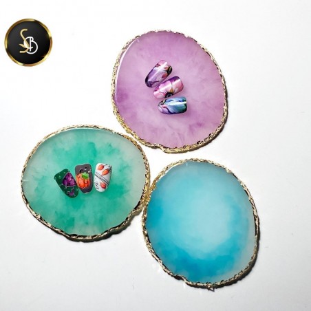 Espositore verde e oro per tip nail art