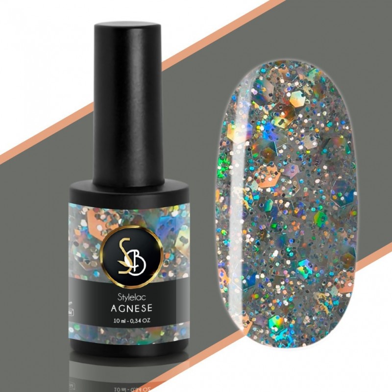 Smalto semipermanente Argento Glitterato Multicolor - Agnese
