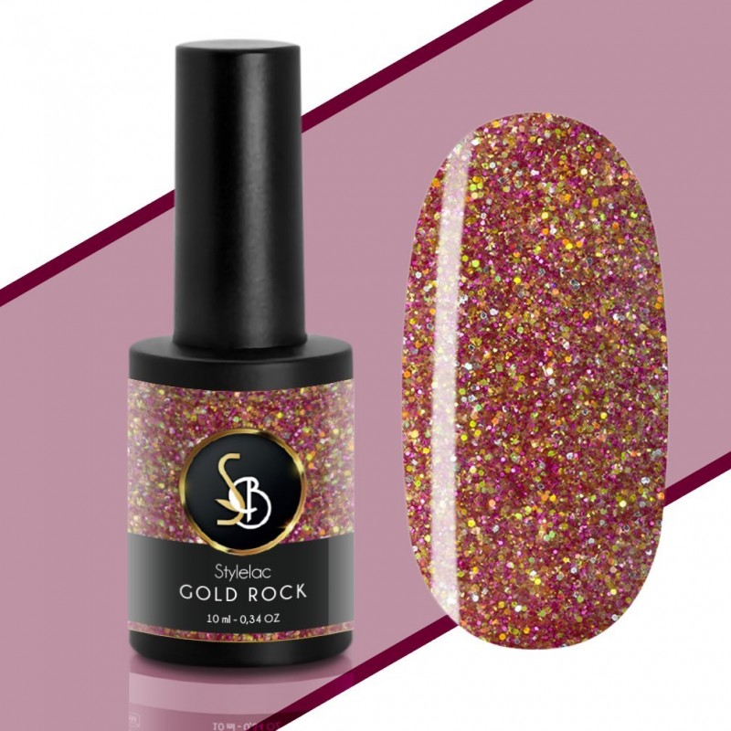 Smalto semipermanente multicolor rosa e oro glitterato - Gold Rock - New