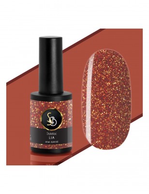 Kit unghie - Smalto semipermanente Rosso arancio glitterato Lia